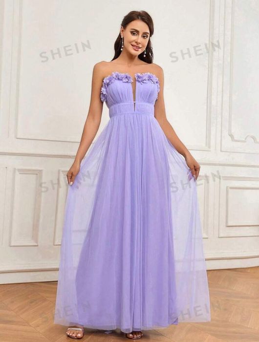 Вечернее праздничное платье цвета сирень