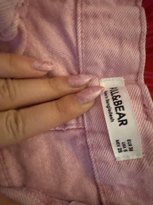 Розови дънкови къси гащи pull&bear