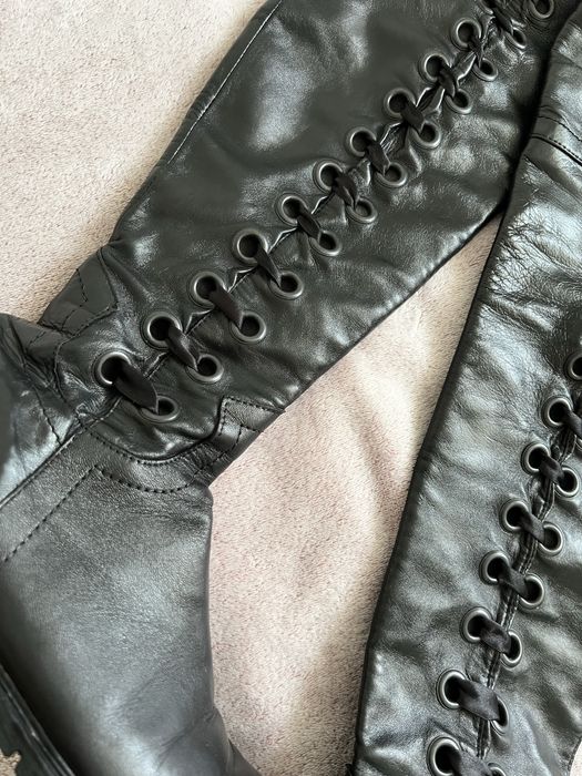 Cizme lungi negre din piele naturală