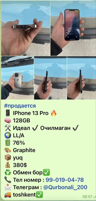 Ipxone 13 pro xotira 128 gb