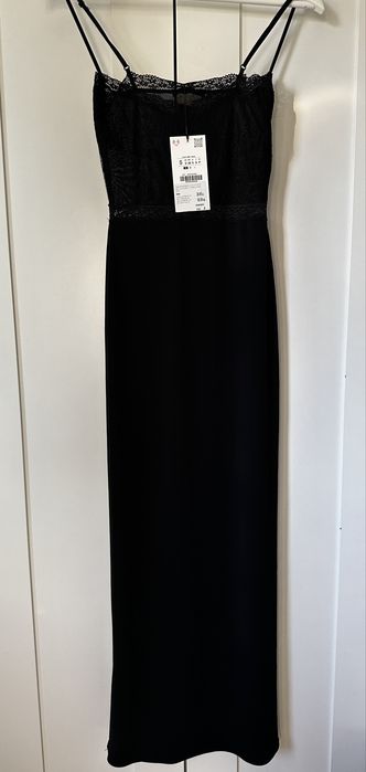 Дълга черна дамска рокля ZARA