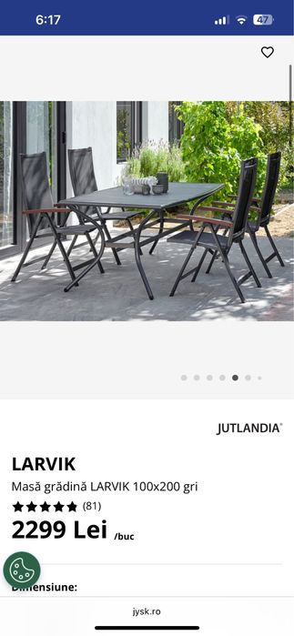Vand masa de gradina jysk model larvik