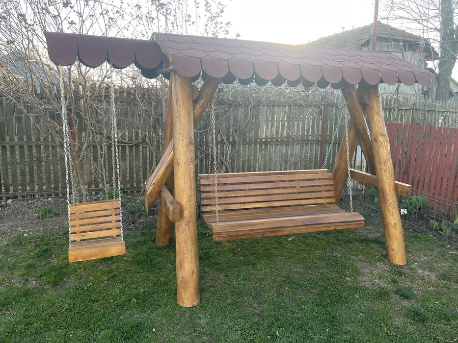 Leagan din lemn masiv pentru copii / balansor rustci