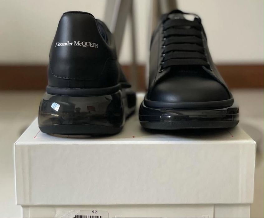 Adidasi Alexander MCQUEEN premium black full negri din piele naturala cu talpa silicon