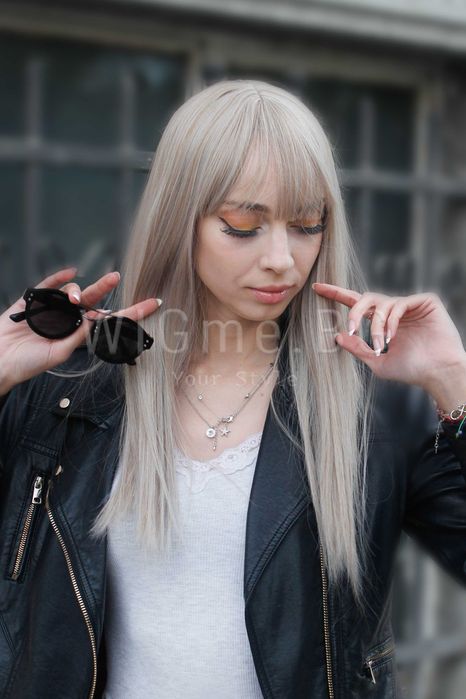 Дълга руса права перука с бретон Валерия