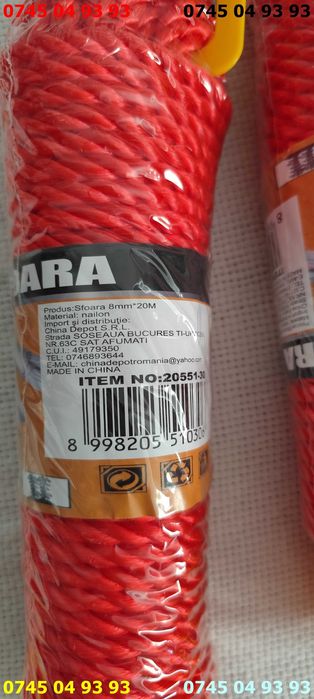 franghie sfoara 20m diametru 8mm nailon plastic nu se uda