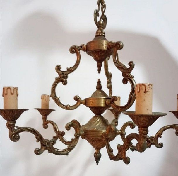 Candelabru din bronz masiv cu 5 brațe in stilul francez Louis ,piesa c