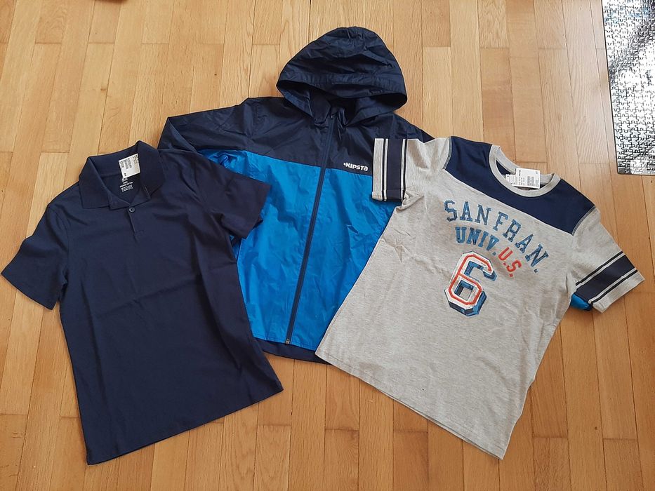 НОВ къс панталон H&M, нови блузки H&M и яке Kipsta за 12г. момче.