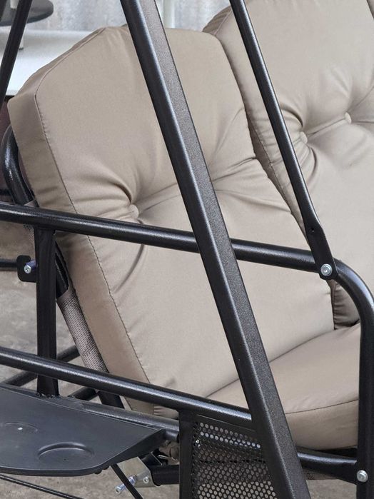 Садовые качели с навесом, металлический каркас, мягкое сиденье