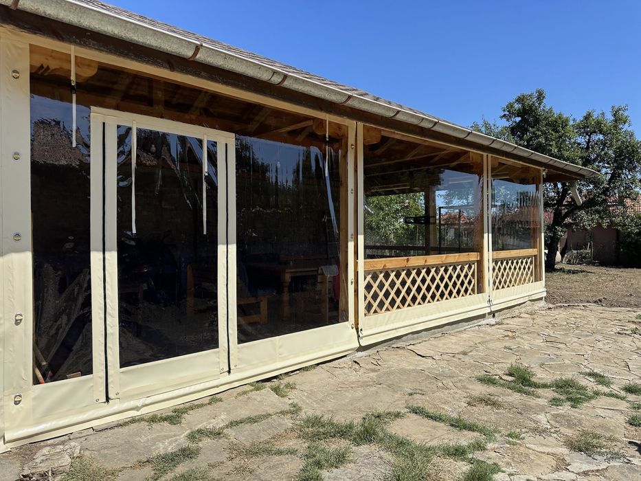 Ветроупорни завеси PVC винил кристал найлони тенти беседки шатри навеси сенници