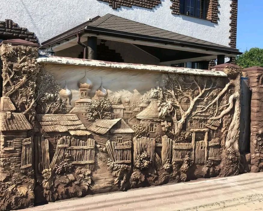 Арт бетон,фактура,водопад,фасад,декоративная штук,скульптуы,рельеф арт