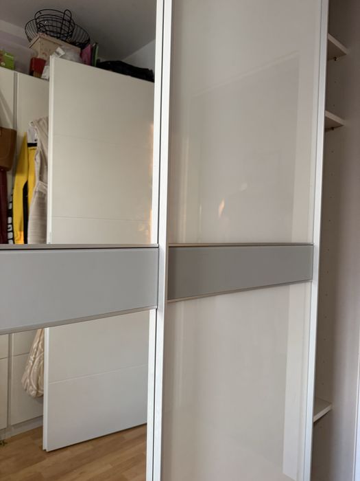 Dressing/Dulap 305/220/65 cm 2 usi culisante sticla alba/oglinda