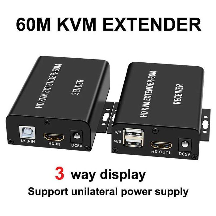 Extender USB KVM HDMI peste cablu Cat6 pana la 60m RJ45
