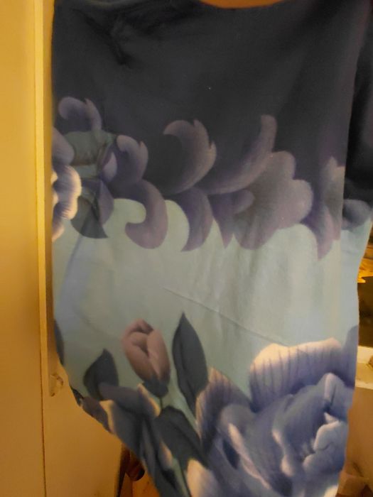Pătură cocolino pufoasă, model floral deosebit (Albastru)