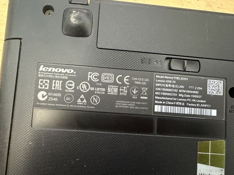 Laptop lenovo g50 cpu i5 ram 8gb ssd 250gb