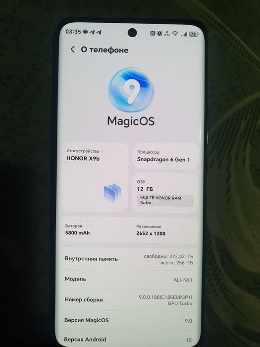 Honor X9B 256gb 170$