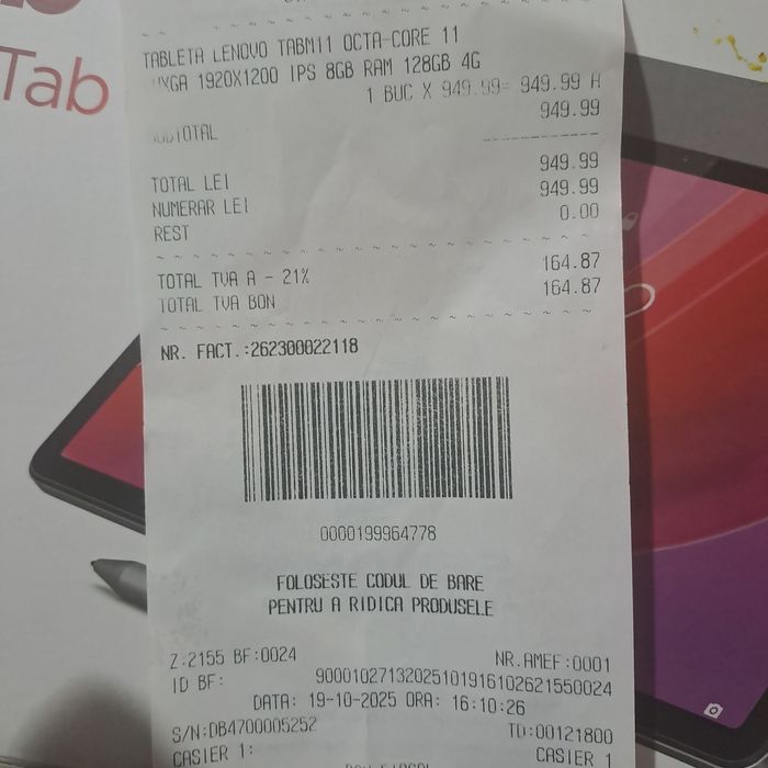 Tableta Lenovo Tab 11 8 GB. 128 GB 4G noua ..preț 900 lei