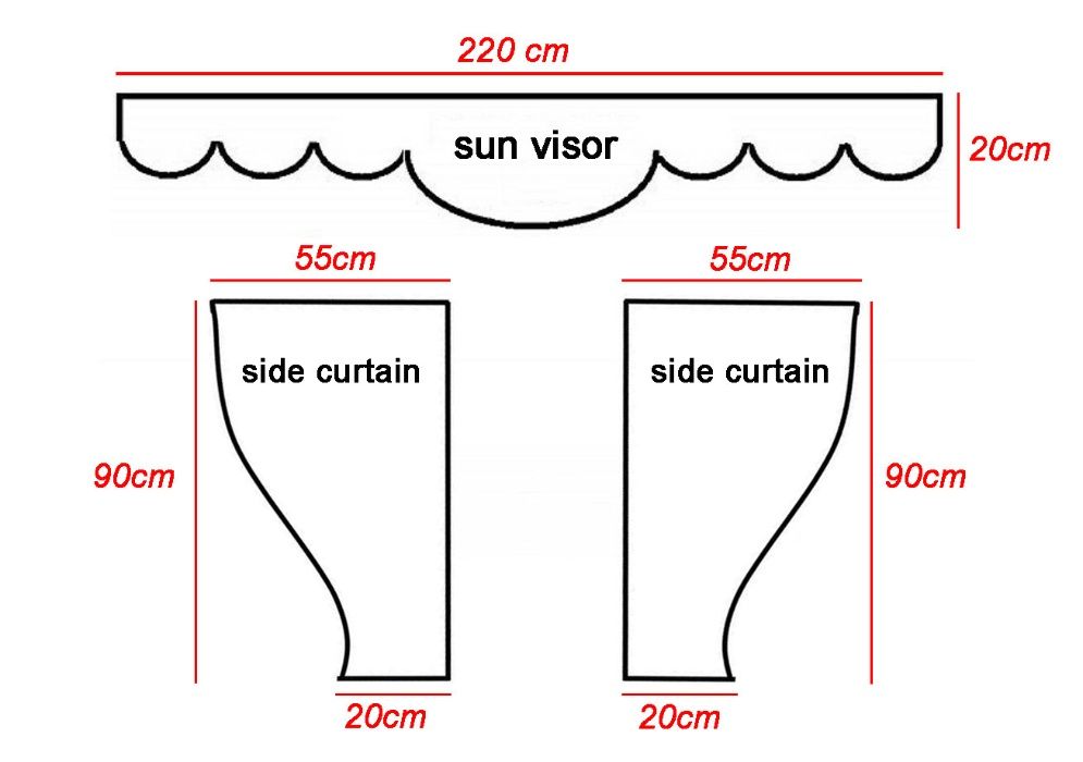 Комплект Сет 3 части Декоративни Пердета с Пискюли за Камион 4 цвята