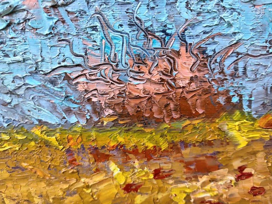 Tablou vechi - peisaj de vara - semnat AC ( Alexandru Ciucurencu)