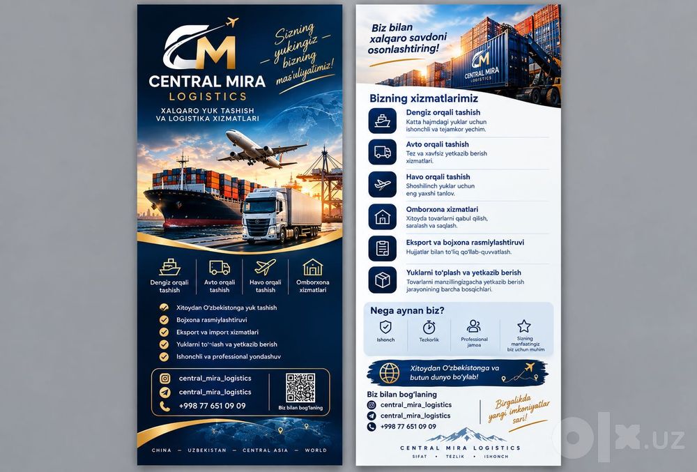 Logistika xizmati Xitoy va Rassiyadan uzbga yuk olib kelib beramiz
