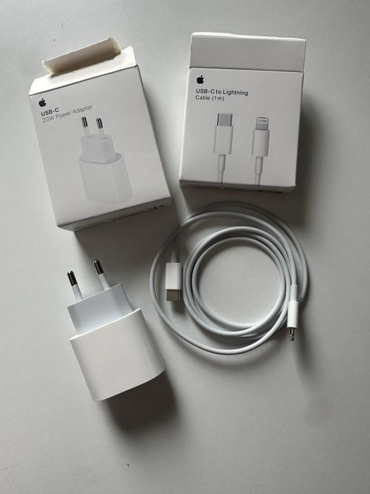 Încărcător rețea Apple 20W, USB-C , NOU desigilat - set cu cablu Lightning - USB C
