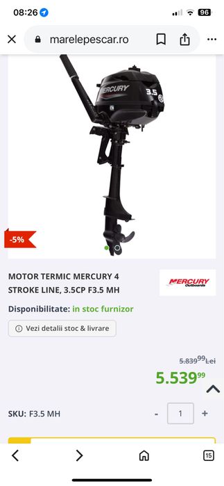 Barca Colibri KM260 si motor Mariner  de3,5 cp