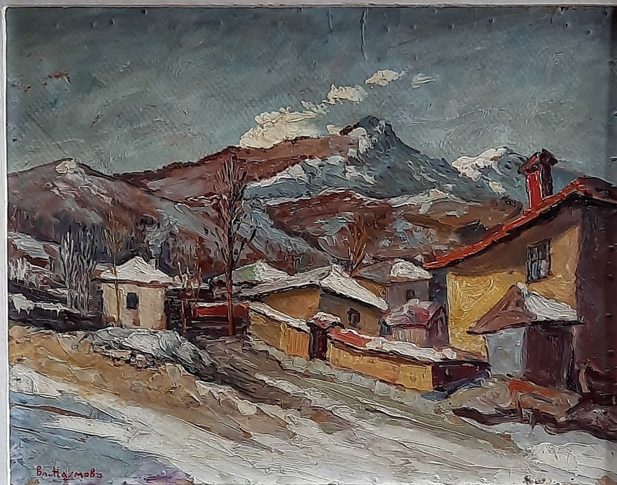 Картина на худ. Владимир Наумов/1897-1949/,"Квартал Бояна през зимата"