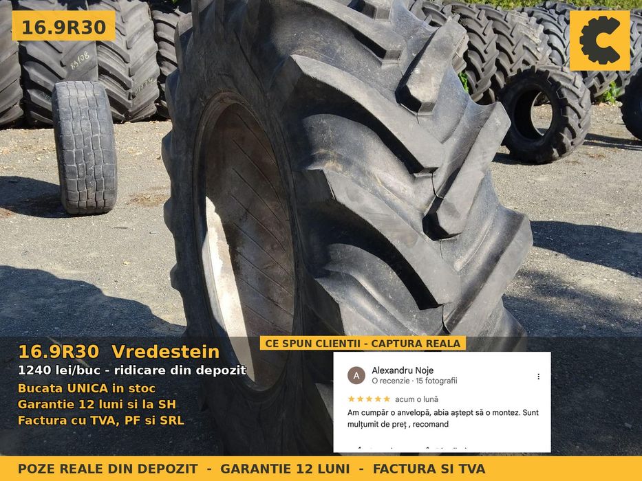 Cauciucuri Anvelope 16.9R30 16.9 R30 16.9-30 420/85R30 16930 Vredestein Tractor Punte Spate Utilaje Agricole SH Second Hand STOC REAL Garantie 1 An