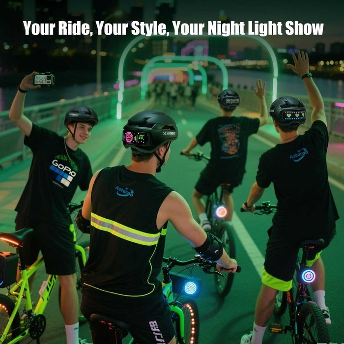 Cască bicicletă programabilă cu LED
