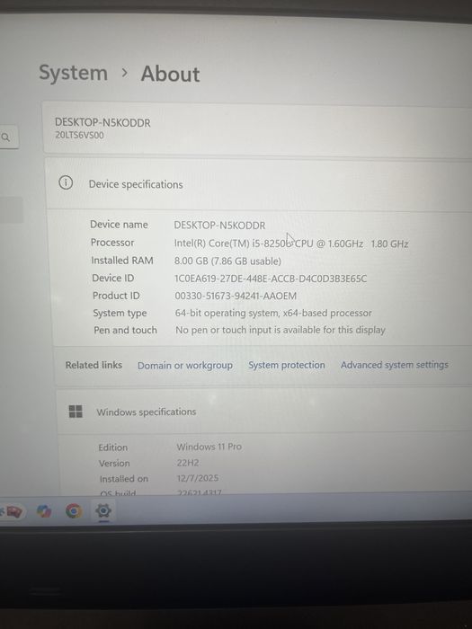 Laptop Lenovo L480 i5 gen 8 / SSD 128 / 8 GB RAM