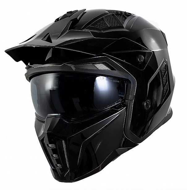 Casca moto NOUA Black Street Fighter cu mandibula detasabila