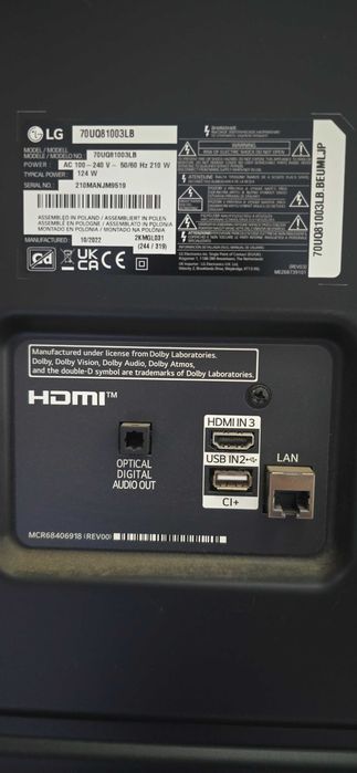 Vand televizor LG 177cm display spart