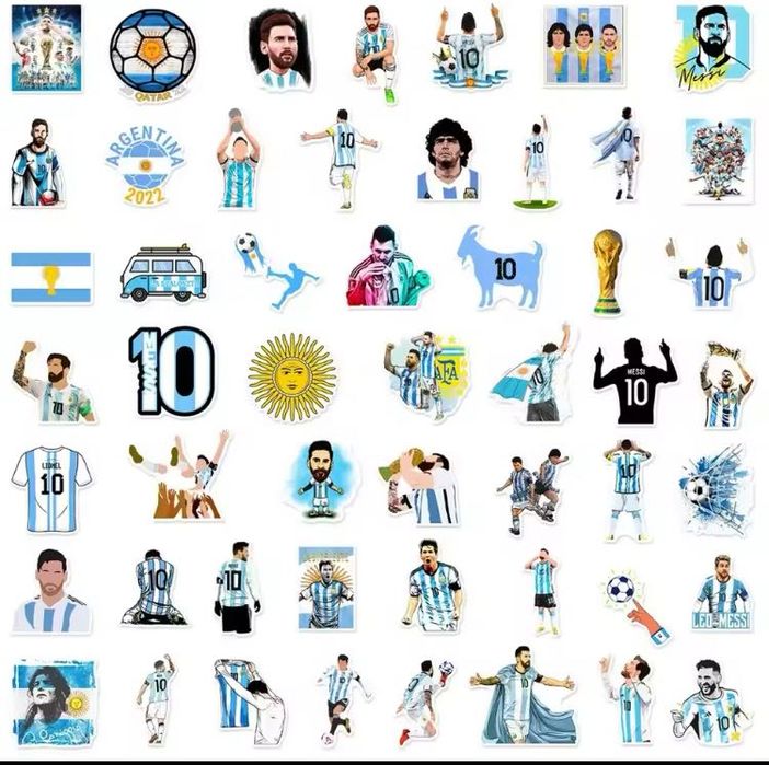 50 Футболни Стикера Лионел Меси и Марадона