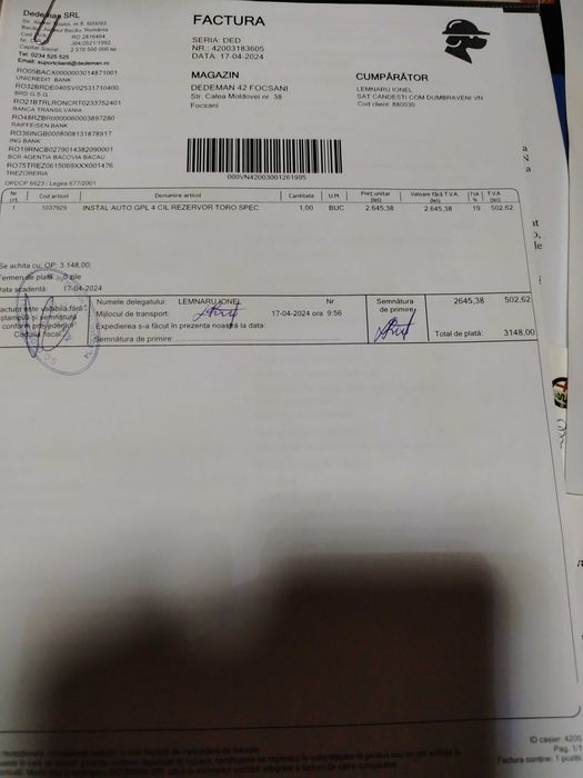 Instalație gpl Fratelli ( 2 ani)