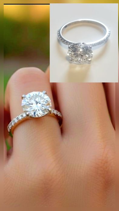 Inel diamant ,design elegant  3,36Ct,aur alb,Round Brilliant