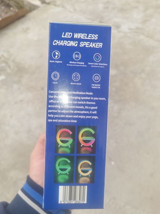 LED часы будильник с Bluetooth колонкой и беспроводной зарядкой