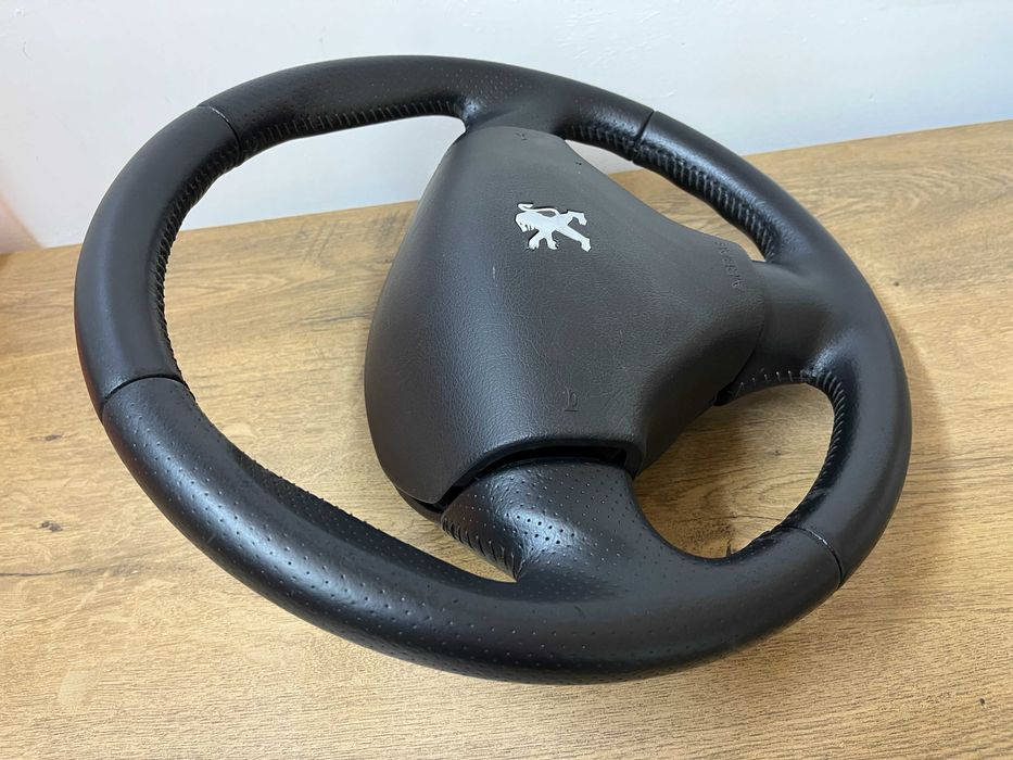 Оригинален с перфорирана кожа волан с еърбег Peugeot 206 Пежо 206 pejo