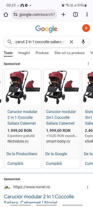 Cărucior 2 în 1 , stare bună , coccolle