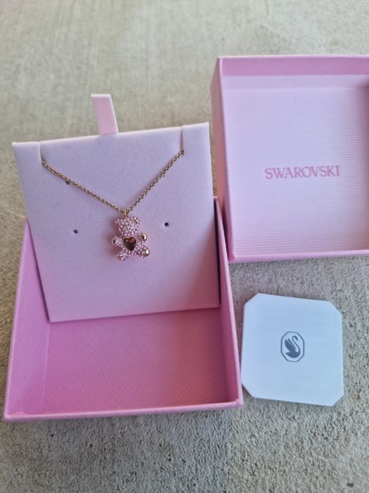 Ново Колие Swarovski - Bear, Pink, 18K rose gold finish