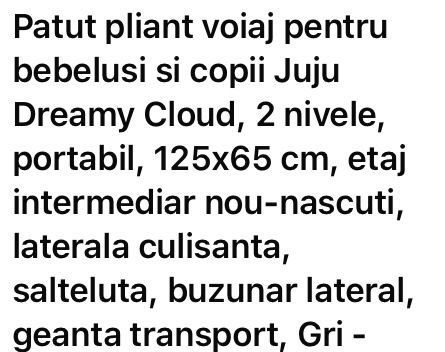 Vand patut pliant voiaj pentru nou nascuti