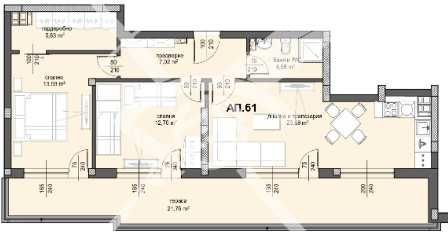 Тристаен апартамент в Центъра 16-842