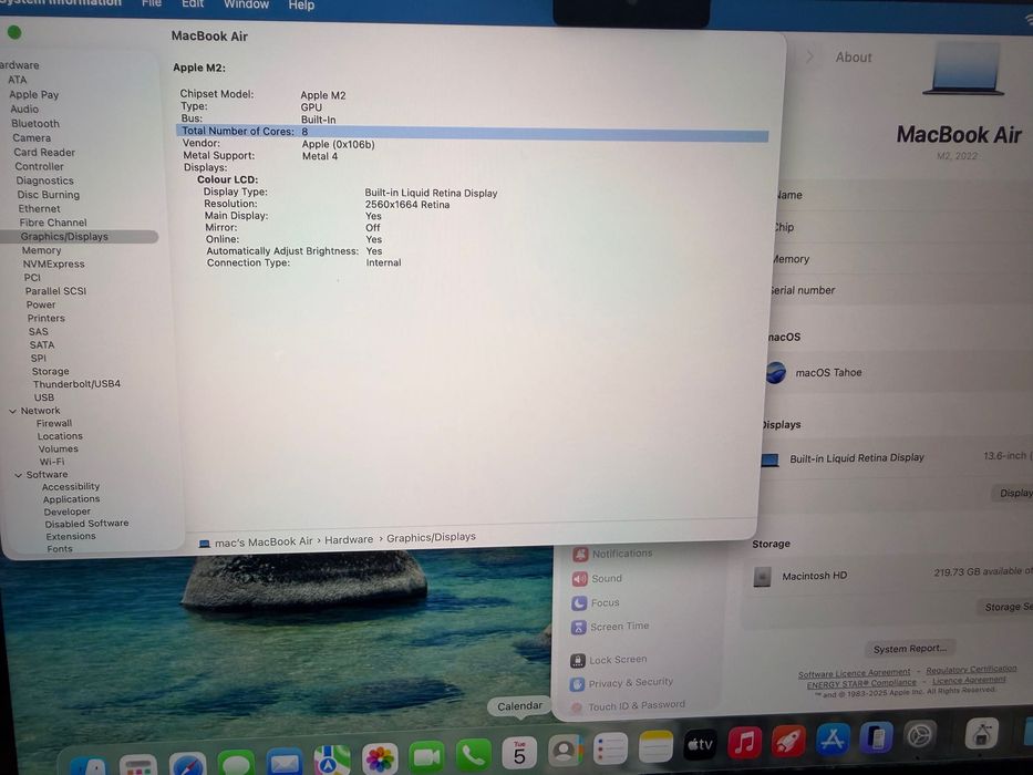 MacBook Air 13" M2 Chip 8-Core CPU/8-Core GPU/8GB RAM/256GB SSD