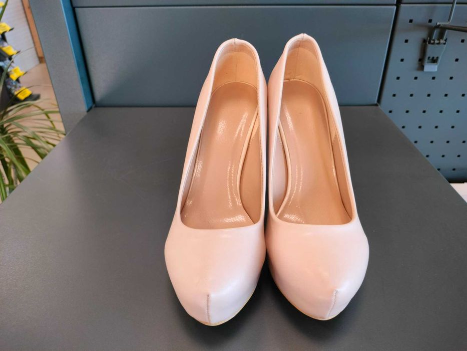 НОВИ Дамски обувки  №36 - ток - 11 см, на платформа,бледо розови