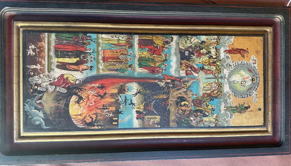 Vând Icoană pictată pe lemn - ,,Judecata de Apoi” mărime (60x34) cm