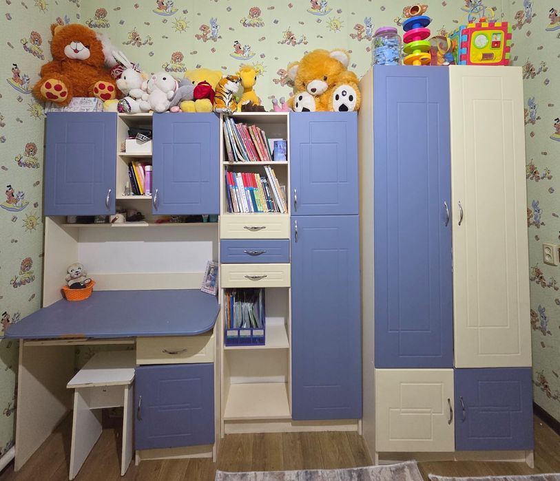 Детская мебель (стол, шкафы, полки)