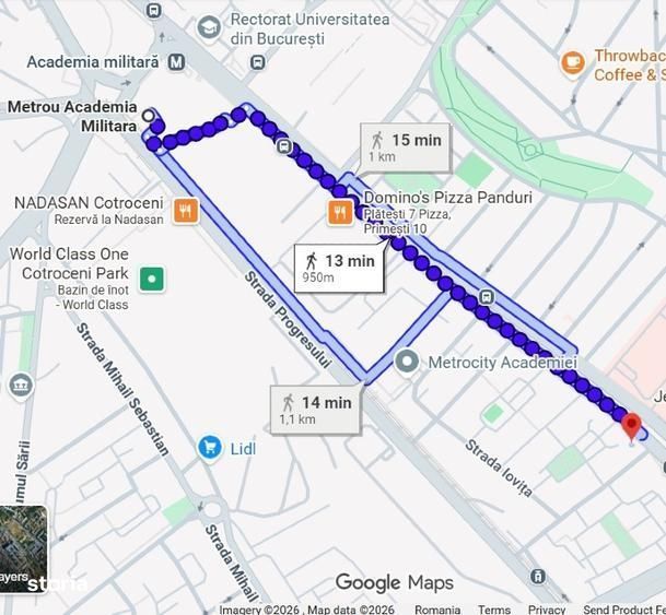 Apartament 1 camera la 12 minute Metrou Academia Militara, 8 minute de