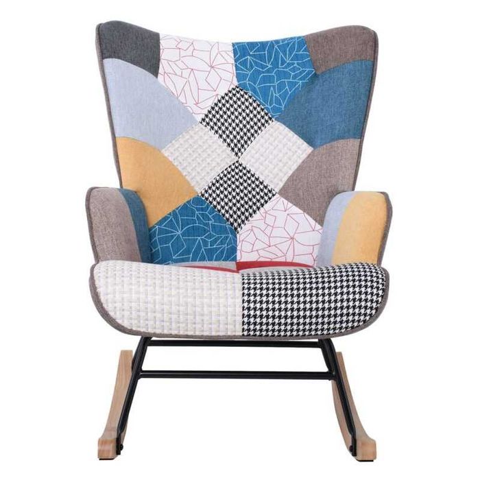 Стол, ALMA, Бял, Многоцветен, Сив,  Текстил, 67х86х92см.