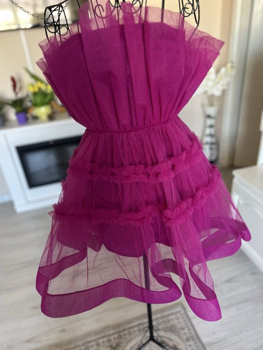 Rochie din tulle XS, fucsia, Lace and Beads, noua, cu eticheta