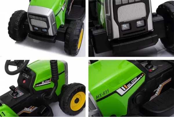 Tractoras electric Kinderauto BJ-611 60W 12V cu remorca si telecomanda