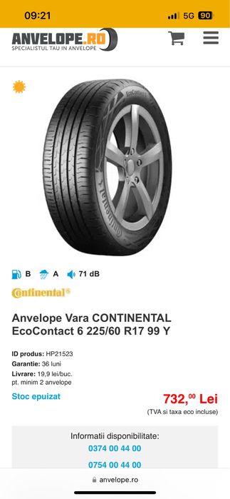 Anvelope prima echipare vara continental ecocontact 6 225 60 r17